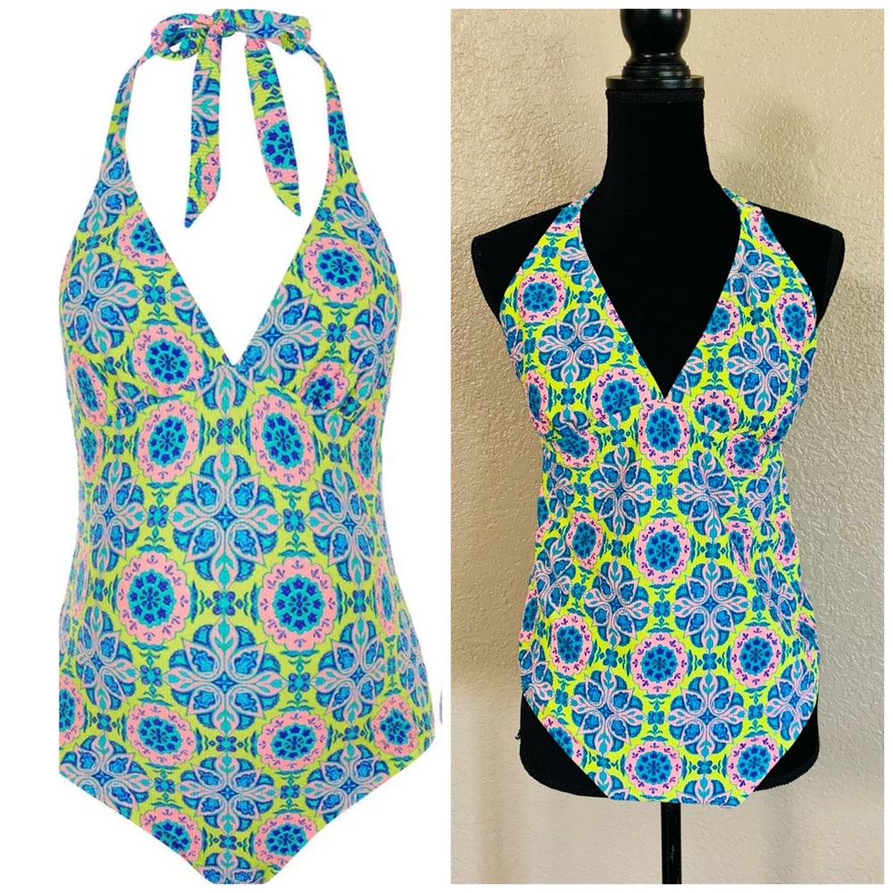 TopShop tile print one-piece Maternity swimsuit